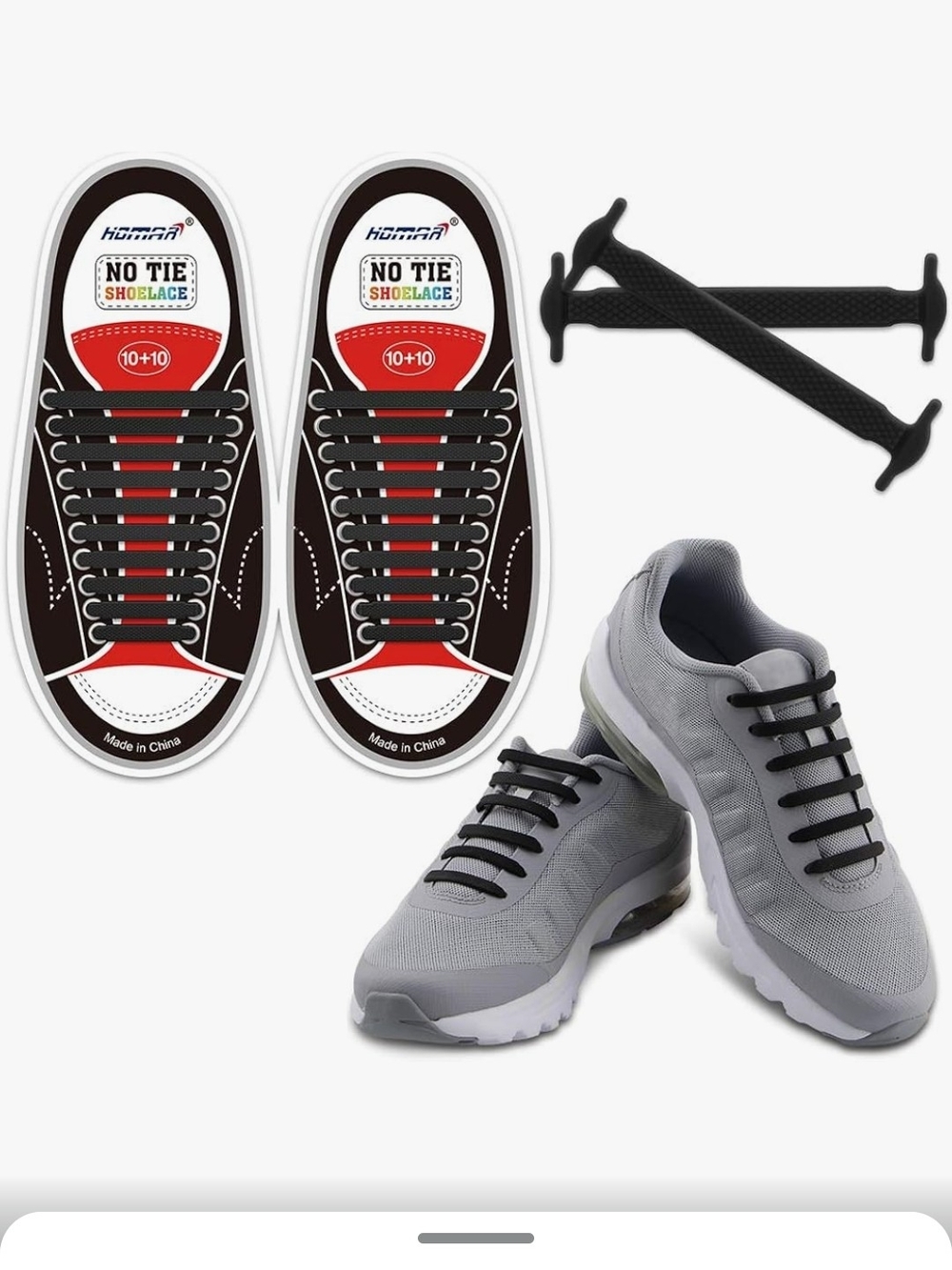 No-Tie Elastic Shoelaces for Men Sneakers - Black